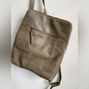 Green Faux Leather Backpack